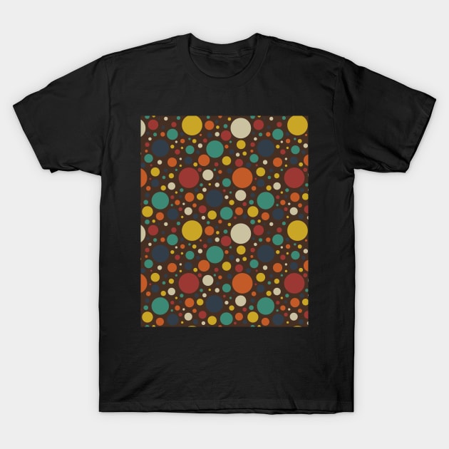 Retro Bold Colorful Circles Pattern T-Shirt by Teewyld